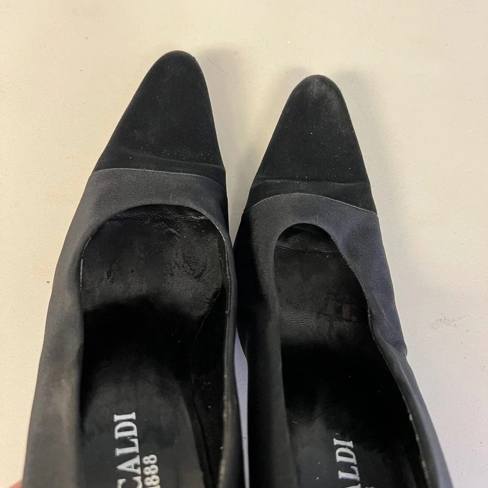 Pancaldi 1888 Women's Black Heels Pointed Toe Classic Pumps Dress‎ Shoes 8B - Picture 8 of 9